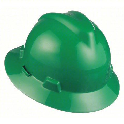 MSA 475370 Green Class E Type I V-Gard Polyethylene Slotted Style Hard Hat With Fas-Trac Ratchet Suspension (1/EA)