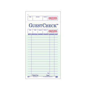 National Checking Company 525 Guest Check (SET OF 2500 PER CASE)