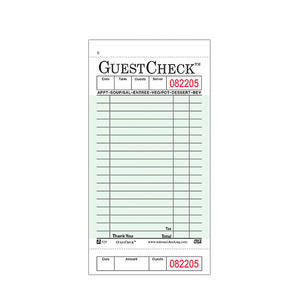 National Checking Company 566 Guest Check (SET OF 2500 PER CASE)