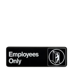 Vollrath Company 4506 Traex Sign ''Employees Only'' White on Black 3'' x 9'' (1 EACH)