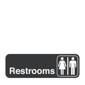 Vollrath Company 4517 Traex Sign ''Restrooms'' White on Black 3'' x 9'' (1 EACH)