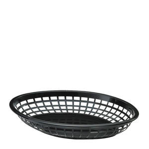 Tablecraft C1076-BLACK Chicago Platter Basket Oval Black 10 1/2'' x 7'' x 1 1/2'' (SET OF 36 PER CASE)