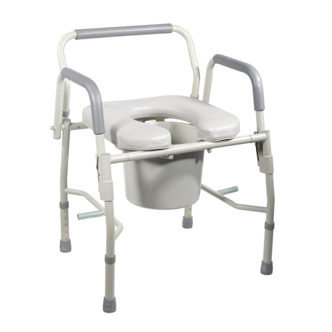 Drive Medical 11125pskd-1 Steel Drop Arm Bedside Commode with Padded Seat and Arms (1/CV)