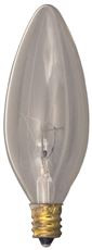 SATCO A3686 INCANDESCENT DECORATIVE LAMP, BA9 1/2, 40 WATTS, 130 VOLTS, CANDELABRA BASE, FROST, 25 PER BOX (20 BOXES PER CASE)