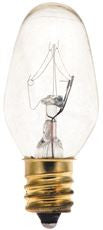 SATCO S3691 INCANDESCENT NIGHT LIGHT LAMP, C7, 7 WATTS, 120 VOLTS, CANDELABRA BASE, CLEAR, 25 PER BOX (80 BOXES PER CASE)