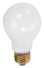SATCO S3950 INCANDESCENT LAMP, A19, 25 WATTS, 130 VOLTS, MEDIUM BASE, FROST, 2 PER BOX (60 BOXES PER CASE)