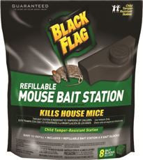 SPECTRUM HG-11055 BLACK FLAG REFILLABLE MOUSE BAIT STATION, PACK OF 8 BAIT STATIONS (12 PACKS)