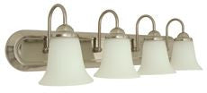 Monument 4-LIGHT VANITY FIXTURE, BRUSHED NICKEL, 35 X 8 IN., USES (4) 13-WATT FLUORESCENT GU24 BASE LAMPS* (1 PER CASE)