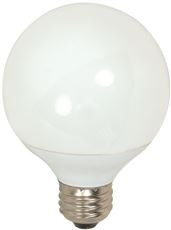 SATCO S7301 COMPACT FLUORESCENT GLOBE LAMP, G25, 9 WATTS, 120 VOLTS, 2700K, 82 CRI, MEDIUM BASE, 12 PER BOX (4 BOXES PER CASE)