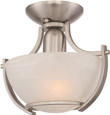 Monument SEMI-FLUSH CEILING FIXTURE, BRUSHED NICKEL, 10-3/4 X 9-1/2 IN., USES 1 100-WATT INCANDESCENT MEDIUM BASE LAMP* (1 PER CASE)