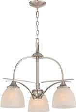 Monument CHANDELIER, BRUSHED NICKEL, 21-3/4 X 18-1/2 IN., USES 3 100-WATT INCANDESCENT MEDIUM BASE LAMPS* (1 PER CASE)