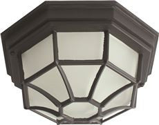 Monument 1-LIGHT OUTDOOR OCTAGON CEILING FIXTURE, FROSTED GLASS, 10-1/4 X 5-1/4 IN., BLACK, USES 60-WATT MEDIUM BASE LAMP* (1 PER CASE)