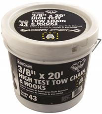 THE MIBRO 427490 TOW CHAIN, GRADE 43, ZINC, 3/8 IN. X 20 FT. (1 ROLL)