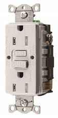 HUBBELL WIRING GFTRST15W AUTOGUARD COMMERCIAL STANDARD TAMPER-RESISTANT GFCI RECEPTACLE, WHITE, NEMA 5-15R, 125 VOLTS, 15 AMPS (1 PER CASE)