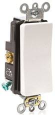 LEVITON A5621-2W DECORA ANTIMICROBIAL TREATED SPECIFICATION GRADE SWITCH, SINGLE POLE, SELF-GROUNDING, 120/277 VOLTS, 20 AMP, WHITE (1 PER CASE)