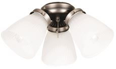 ELLINGTON ECK758AN 3-LIGHT CEILING FAN LIGHT KIT WITH FROSTED GLASS, ANTIQUE NICKEL, USES 60-WATT INCANDESCENT CANDELABRA LAMPS* (1 PER CASE)