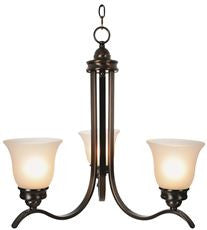 Monument SANIBEL 3-LIGHT CHANDELIER, FROSTED GLASS, 24-3/4 X 21-3/4 IN., OIL RUBBED BRONZE* (1 PER CASE)