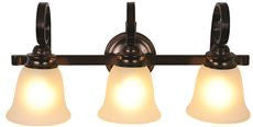 Monument SANIBEL 3-LIGHT VANITY FIXTURE, FROSTED GLASS, 24 X 11 X 7-1/2 IN., OIL RUBBED BRONZE* (1 PER CASE)