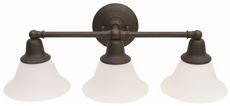 Monument SONOMA 3-LIGHT VANITY FIXTURE, FROSTED GLASS, 24-1/2 X 8-3/4 IN., OIL RUBBED BRONZE* (1 PER CASE)