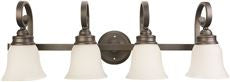 Monument SANIBEL 4-LIGHT VANITY FIXTURE, FROSTED GLASS, 32-1/2 X 11 X 7-3/4 IN., OIL RUBBED BRONZE* (1 PER CASE)