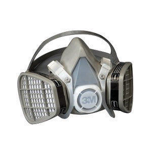3M 5201 Medium Black Thermoplastic Elastomer Half Mask 5000 Series Disposable Air Purifying Respirator With 4 Point Harness (1/EA)