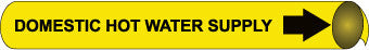 NMC B4038-PIPEMARKER PRECOILED, DOMESTIC HOT WATER SUPPLY B/Y, FITS 1 1/8''-2 3/8'' PIPE (1 EACH)