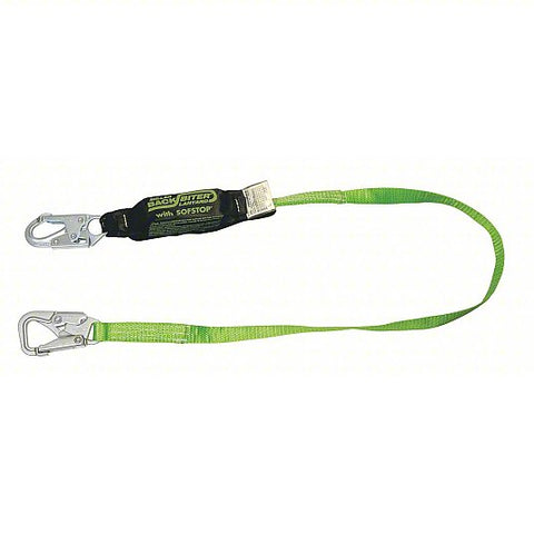 Miller 913B/6FTGN by Honeywell 6' BackBiter Heavy Duty Polyester Web Single-Leg Tie-Back Lanyard With (1) Locking Snap Hook, (1) Locking 5K Snap Hook And SofStop Shock Absorber (1/EA)