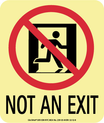 NMC 50F-5SN-NYC NOT AN EXIT SIGN, 6.5X5.5, FLEX, 7550 GLO BRITE, MEA APPROVED (1 EACH)