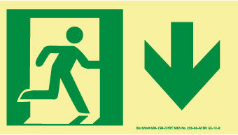 NMC 50R-1SN-D-NYC DIRECTIONAL SIGN,DOWN, 4.5X8, RIGID, 7550 GLO BRITE, MEA APPROVED (1 EACH)