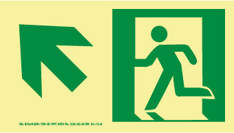 NMC 50R-1SN-UL-NYC DIRECTIONAL SIGN, UP LEFT, 4.5X8, RIGID, 7550 GLO BRITE, MEA APPROVED (1 EACH)