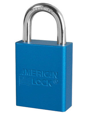 American Lock 1105BU Blue 1 1/2" X 3/4" Aluminum 5 Pin Safety Lockout Padlock With 1/4" X 3/4" X 1" Shackle (6 Locks Per Set, Keyed Differently) (6/EA)