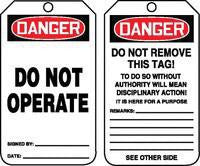 Accuform Signs MDT112PTP 5 3/4'' X 3 1/4'' 15 mils RP-Plastic Accident Prevention Safety Tag DANGER DO NOT OPERATE With Disciplinary Action Warning On Back (25 Per Pack) (1 Pack)