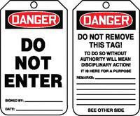 Accuform Signs MDT164PTP 5 3/4'' X 3 1/4'' 15 mils RP-Plastic Accident Prevention Safety Tag DANGER DO NOT ENTER With Disciplinary Action Warning On Back (25 Per Pack) (1 Pack)