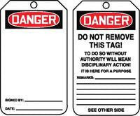 Accuform Signs MDT185CTP 5 3/4'' X 3 1/4'' 10 mils PF-Cardstock Accident Prevention Safety Tag DANGER (BLANK) With Disciplinary Action Warning On Back (25 Per Pack) (1 Pack)