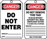 Accuform Signs MDT187PTP 5 3/4'' X 3 1/4'' 15 mils RP-Plastic Safety Accident Prevention Tag DANGER DO NOT ENTER With Do Not Remove Tag Warning On Back (25 Per Pack) (1 Pack)