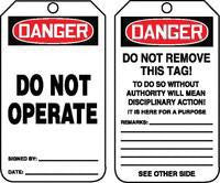 Accuform Signs MDT189CTP 5 3/4'' X 3 1/4'' 10 mils PF-Cardstock Accident Prevention Safety Tag DANGER DO NOT OPERATE With Do Not Remove Tag Warning On Back (25 Per Pack) (1 Pack)
