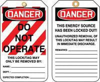Accuform Signs MLT400PTP 5 7/8'' X 3 1/8'' RP-Plastic Lockout - Tagout Tag DANGER DO NOT OPERATE (25 Per Pack) (1 Pack)