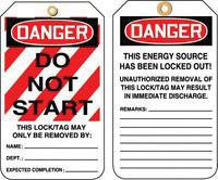 Accuform Signs MLT403PTP 5 7/8'' X 3 1/8'' RP-Plastic Lockout - Tagout Tag DANGER DO NOT START (25 Per Pack) (1 Pack)