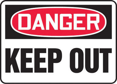 Accuform Signs MADM064VA 10'' X 14'' Black, Red And White 0.040'' Aluminum Admittance And Exit Sign ''DANGER KEEP OUT'' With Round Corner (1/EA)