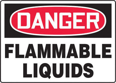 Accuform Signs MCHG102VP 10'' X 14'' Black, Red And White 0.055'' Plastic Chemicals And Hazardous Materials Sign ''DANGER FLAMMABLE LIQUIDS'' With 3/16'' Mounting Hole And Round Corner (1/EA)