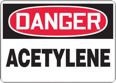 Accuform Signs MCHL174VP 10'' X 14'' Black, Red And White 0.055'' Plastic Chemicals And Hazardous Materials Sign ''DANGER ACETYLENE'' With 3/16'' Mounting Hole And Round Corner (1/EA)