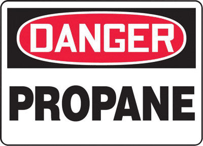 Accuform Signs MCHL206VP 10'' X 14'' Black, Red And White 0.055'' Plastic Chemicals And Hazardous Materials Sign ''DANGER PROPANE'' With 3/16'' Mounting Hole And Round Corner (1/EA)