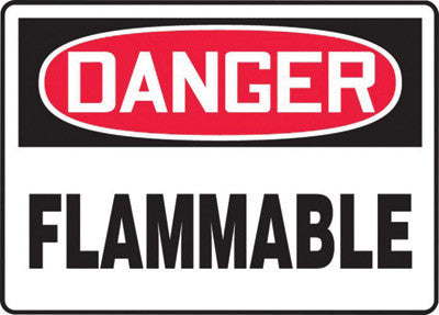 Accuform Signs MCHL228VP 7'' X 10'' Black, Red And White 0.055'' Plastic Chemicals And Hazardous Materials Sign ''DANGER FLAMMABLE'' With 3/16'' Mounting Hole And Round Corner (1/EA)