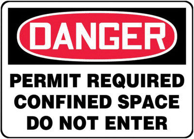 Accuform Signs MCSP058VA 10'' X 14'' Black, Red And White 0.040'' Aluminum Sign ''DANGER PERMIT REQUIRED CONFINED SPACE DO NOT ENTER'' With Round Corner (1/EA)