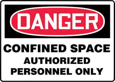 Accuform Signs MCSP140VS 7'' X 10'' Black, Red And White 4 mils Adhesive Vinyl Sign ''DANGER CONFINED SPACE AUTHORIZED PERSONNEL ONLY'' (1/EA)