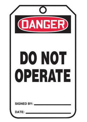 Accuform Signs MDT189PTP 5 3/4'' X 3 1/4'' Black, Red And White 15 mil RP-Plastic Safety Tag ''DANGER DO NOT OPERATE'' With Metal Grommeted 3/8'' Reinforced Hole (25 Per Pack) (1 Pack)