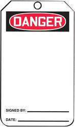 Accuform Signs MDT260LTP 5 3/4'' X 3 1/4'' Black, Red And White HS-Laminate Accident Prevention Blank Tag ''DANGER'' With Pull-Proof Metal Grommeted 3/8'' Reinforced Hole And OSHA Header (25 Per Pack) (1 Pack)