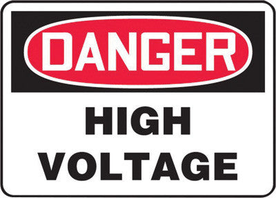 Accuform Signs MELC114VS 10'' X 14'' Black, Red And White 4 mils Adhesive Vinyl Electrical Sign ''DANGER HIGH VOLTAGE'' (1/EA)