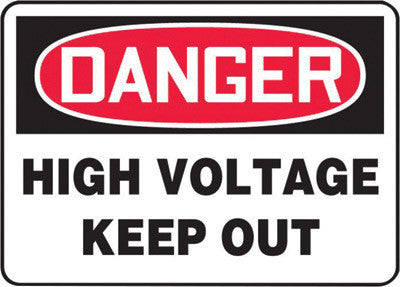 Accuform Signs MELC128VS 10'' X 14'' Black, Red And White 4 mils Adhesive Vinyl Electrical Sign ''DANGER HIGH VOLTAGE KEEP OUT'' (1/EA)