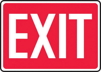 Accuform Signs MEXT518VS 10'' X 14'' White And Red 4 mils Adhesive Vinyl Admittance And Exit Sign ''EXIT'' (1/EA)